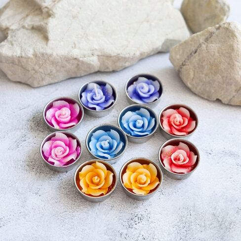 10 Pcs Flowers Tealight Candles Aromatherapy Relax Candles Scented Tea Lights for Birthday Party Supplies and Wedding Favor Baby Shower Decorations. (Mixed Frangipani Flower Colors) in Saudi Arabia
