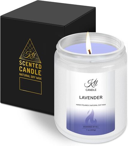 شموع معطرة باللافندر - هدايا لتخفيف التوتر للنساء والزوجة الصديقة، هدايا عيد الأم من الابنة/الابن (7 أونصة) in Kuwait