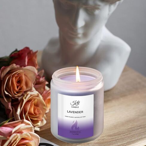 شموع معطرة باللافندر - هدايا لتخفيف التوتر للنساء والزوجة الصديقة، هدايا عيد الأم من الابنة/الابن (7 أونصة) in Kuwait