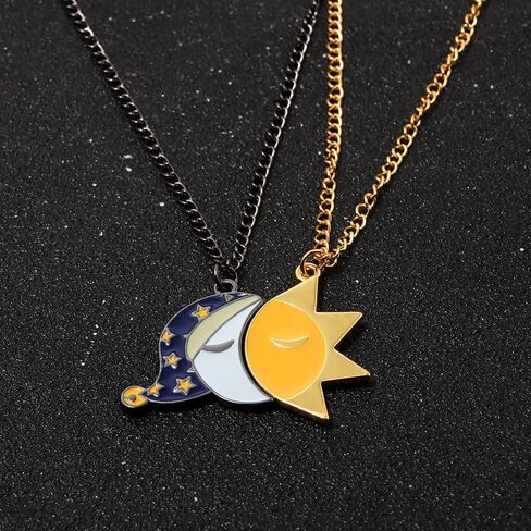 FNAF Sun & Moon Friendship Necklace - 5 Night Freddy Fazbear Chain - FNAF Costume Gift for Kids Men Women and Fans in Kuwait