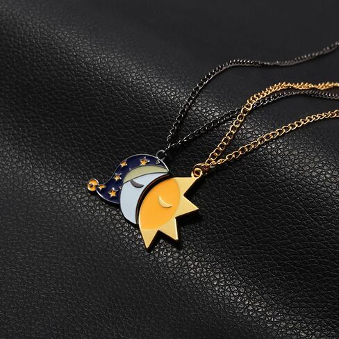 FNAF Sun & Moon Friendship Necklace - 5 Night Freddy Fazbear Chain - FNAF Costume Gift for Kids Men Women and Fans in Kuwait