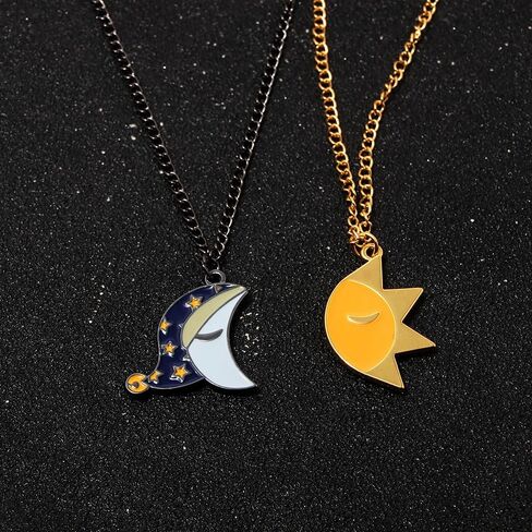 FNAF Sun & Moon Friendship Necklace - 5 Night Freddy Fazbear Chain - FNAF Costume Gift for Kids Men Women and Fans in Kuwait