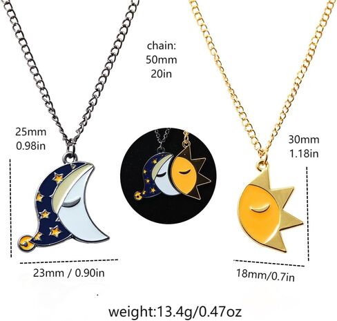 FNAF Sun & Moon Friendship Necklace - 5 Night Freddy Fazbear Chain - FNAF Costume Gift for Kids Men Women and Fans in Kuwait