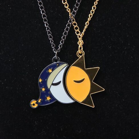 FNAF Sun & Moon Friendship Necklace - 5 Night Freddy Fazbear Chain - FNAF Costume Gift for Kids Men Women and Fans in Kuwait
