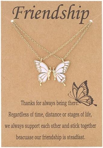 قلادة الصداقة BFF لقلادتين من أفضل الأصدقاء لفتاتين على شكل فراشة، قلادة مطابقة لأفضل الأصدقاء، هدايا BFF للنساء والفتيات المراهقات in Kuwait