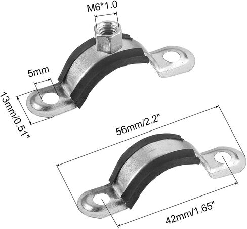 uxcell 20mm Rigid Pipe Strap Clamps, Carbon Steel Pipe Bracket Tube Clips M6 Nut Size for Water Tube Pipe 8 Pcs in Saudi Arabia