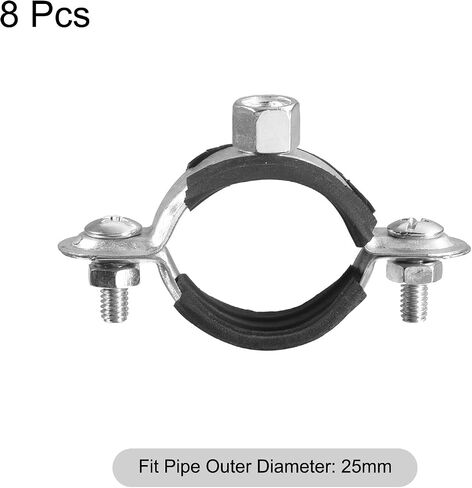 uxcell 20mm Rigid Pipe Strap Clamps, Carbon Steel Pipe Bracket Tube Clips M6 Nut Size for Water Tube Pipe 8 Pcs in Saudi Arabia
