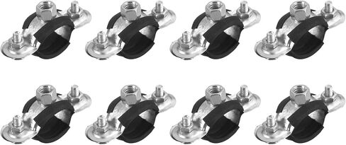 uxcell 20mm Rigid Pipe Strap Clamps, Carbon Steel Pipe Bracket Tube Clips M6 Nut Size for Water Tube Pipe 8 Pcs in Saudi Arabia