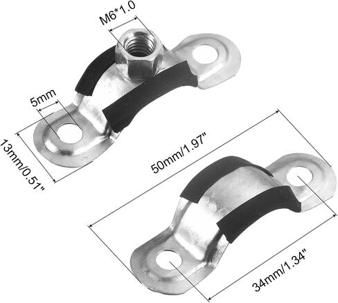uxcell 20mm Rigid Pipe Strap Clamps, Carbon Steel Pipe Bracket Tube Clips M6 Nut Size for Water Tube Pipe 8 Pcs in Saudi Arabia