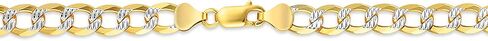 PORI JEWELERS 18K Gold Over Solid 925 Sterling Silver Two Tone Diamond Cut Cuban Chain-3mm, 4mm. 4.5mm, 5mm, 7mm, 8mm, 9mm- For Men and Women- Made in Italy in Saudi Arabia