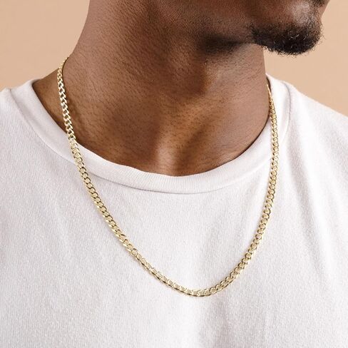 PORI JEWELERS 18K Gold Over Solid 925 Sterling Silver Two Tone Diamond Cut Cuban Chain-3mm, 4mm. 4.5mm, 5mm, 7mm, 8mm, 9mm- For Men and Women- Made in Italy in Saudi Arabia