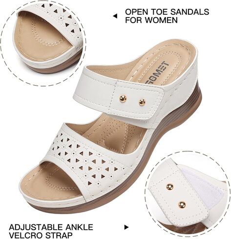 TEMOFON Womens Sandals Wedge Dressy: Summer Slip On Open Toe Platform Wedge - Comfortable Walking Arch Support Sandals in Saudi Arabia