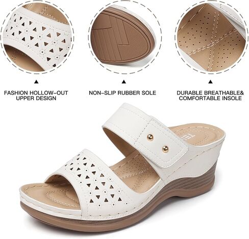 TEMOFON Womens Sandals Wedge Dressy: Summer Slip On Open Toe Platform Wedge - Comfortable Walking Arch Support Sandals in Saudi Arabia