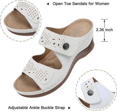 TEMOFON Womens Sandals Wedge Dressy: Summer Slip On Open Toe Platform Wedge - Comfortable Walking Arch Support Sandals in Saudi Arabia