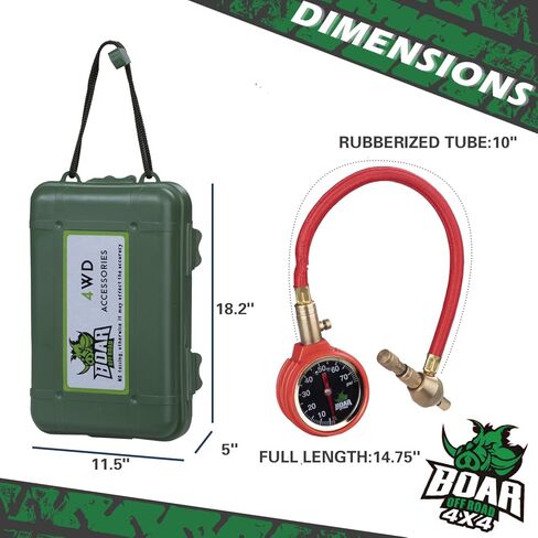 منفاخ الهواء للإطارات، مقياس ضغط الإطارات التناظري، قرص سهل القراءة من 0 إلى 75 رطل لكل بوصة مربعة مع زر تحرير سريع دقيق وأدوات إصلاح الإطارات للسيارة والدراجات النارية والشاحنات وRV وATV وUTV وإطارات المركبات in Kuwait