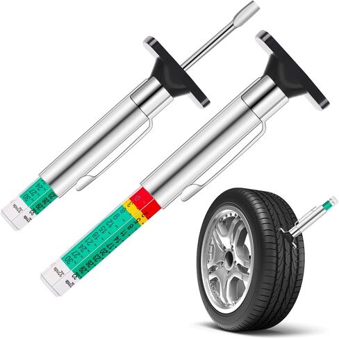 Tire Tread Depth Gauge, 2 Pack 32nds/25mm Color Coded Tire Depth Gauge, Tire Tread Depth Accurate Measurement Tools, Tread Depth Metric Gauges for Car Trucks Most Vehicle in Saudi Arabia