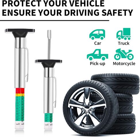 Tire Tread Depth Gauge, 2 Pack 32nds/25mm Color Coded Tire Depth Gauge, Tire Tread Depth Accurate Measurement Tools, Tread Depth Metric Gauges for Car Trucks Most Vehicle in Saudi Arabia
