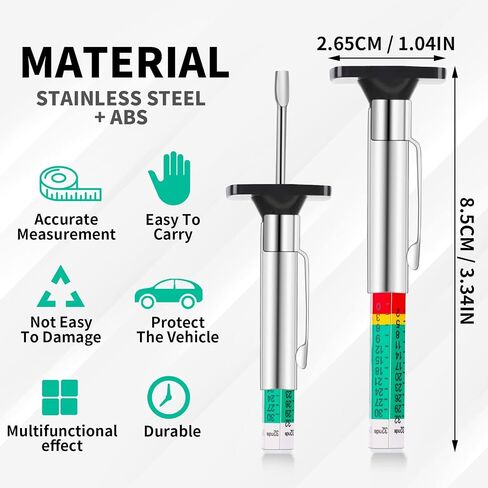 Tire Tread Depth Gauge, 2 Pack 32nds/25mm Color Coded Tire Depth Gauge, Tire Tread Depth Accurate Measurement Tools, Tread Depth Metric Gauges for Car Trucks Most Vehicle in Saudi Arabia