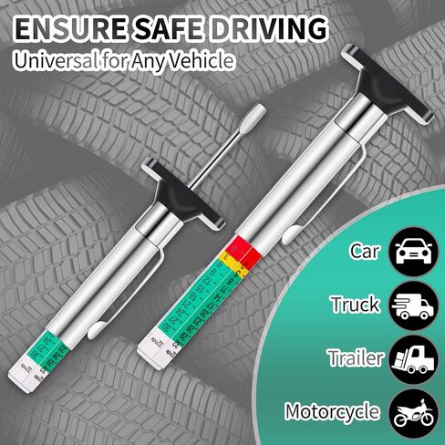 Tire Tread Depth Gauge, 2 Pack 32nds/25mm Color Coded Tire Depth Gauge, Tire Tread Depth Accurate Measurement Tools, Tread Depth Metric Gauges for Car Trucks Most Vehicle in Saudi Arabia