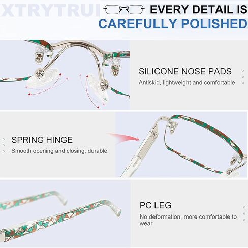Rimless Reading Glasses For Women Blue Light Blocking Fashion Elegant Artistic Eyeglasses Spring Hinge Readers (Mixcolour, 3.5) in Saudi Arabia