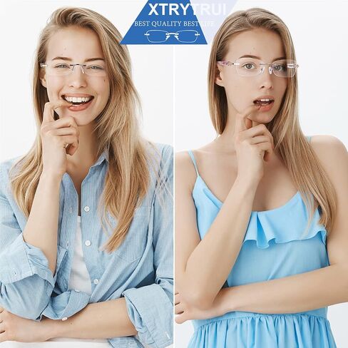 Rimless Reading Glasses For Women Blue Light Blocking Fashion Elegant Artistic Eyeglasses Spring Hinge Readers (Mixcolour, 3.5) in Saudi Arabia