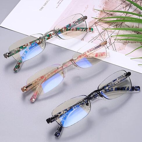 Rimless Reading Glasses For Women Blue Light Blocking Fashion Elegant Artistic Eyeglasses Spring Hinge Readers (Mixcolour, 3.5) in Saudi Arabia