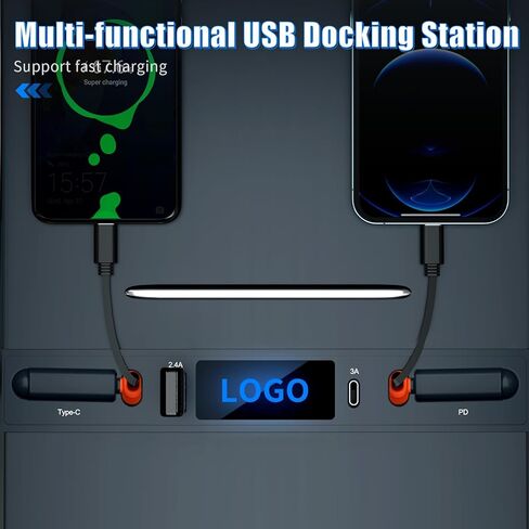 لـ Tesla USB Hub، محطة إرساء مع كابل شحن سريع قابل للسحب لـ Tesla Model 3 Model Y 2021 2022 2023، الملحقات الداخلية لوحدة التحكم المركزية Tesla Model 3/Model Y in Kuwait