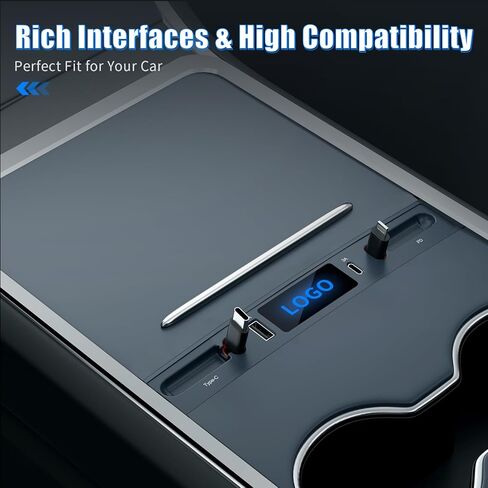 لـ Tesla USB Hub، محطة إرساء مع كابل شحن سريع قابل للسحب لـ Tesla Model 3 Model Y 2021 2022 2023، الملحقات الداخلية لوحدة التحكم المركزية Tesla Model 3/Model Y in Kuwait