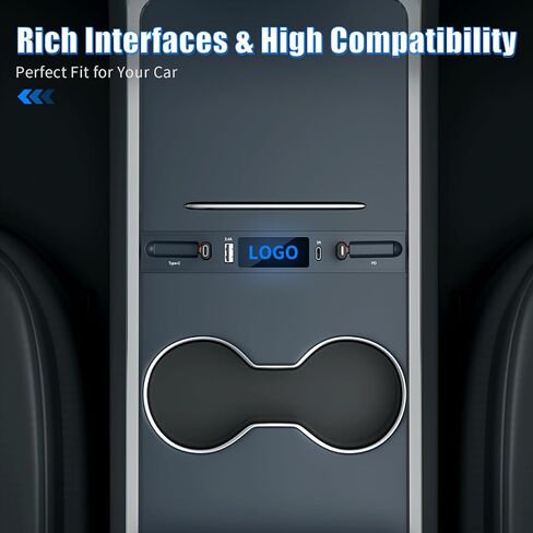 لـ Tesla USB Hub، محطة إرساء مع كابل شحن سريع قابل للسحب لـ Tesla Model 3 Model Y 2021 2022 2023، الملحقات الداخلية لوحدة التحكم المركزية Tesla Model 3/Model Y in Kuwait