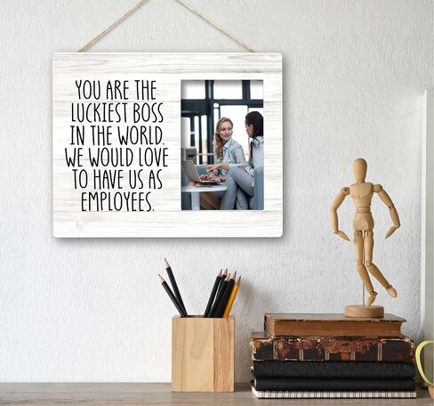 Boss Gifts, Cool Gifts For Bosses, Boss Lady Gifts For Women, Gifts For Boss, Funny Boss Gifts, Boss Lady Office Decor, You Are The Luckiest Boss10x8 Inch Wooden Tabletop Photo Frame in Saudi Arabia