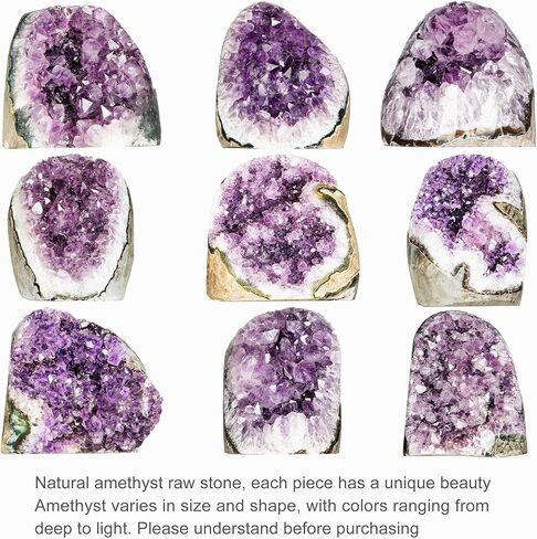 بلورات الجمشت الطبيعية (1.3 رطل إلى 1.5 رطل) مجموعة كبيرة من الكوارتز الصخري الجيود الجمشت - صندوق هدايا مميز حجر الشفاء الروحي in Kuwait