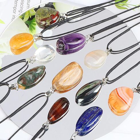 قلادة كريستال للشفاء، قلادة من أحجار الجمشت شقرا والأحجار الكريمة وقلادة من حجر الشفاء وكريستال شاركرا هدايا للنساء والرجال in Kuwait