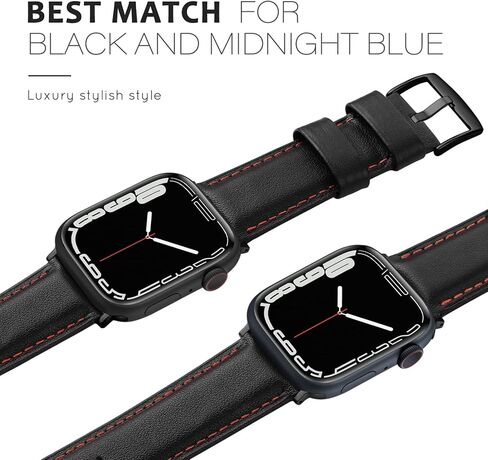 سوار ساعة أبل، سوار معصم بديل من الجلد، حزام قابل للتعديل متوافق مع سلسلة iWatch 9/8/7/6/5/4/3/2/1/SE Sports/Edition للرجال in Kuwait