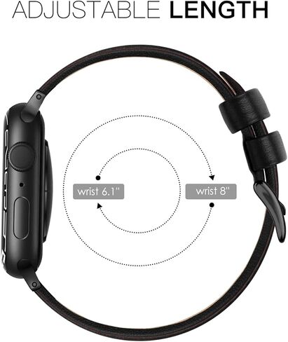 سوار ساعة أبل، سوار معصم بديل من الجلد، حزام قابل للتعديل متوافق مع سلسلة iWatch 9/8/7/6/5/4/3/2/1/SE Sports/Edition للرجال in Kuwait