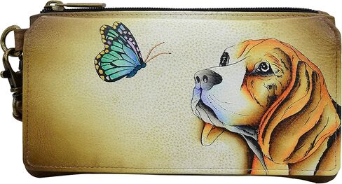 Anna by Anuschka Women's Hand-Painted Genuine Leather Flap Organizer Wallet - Puppy Love in Saudi Arabia