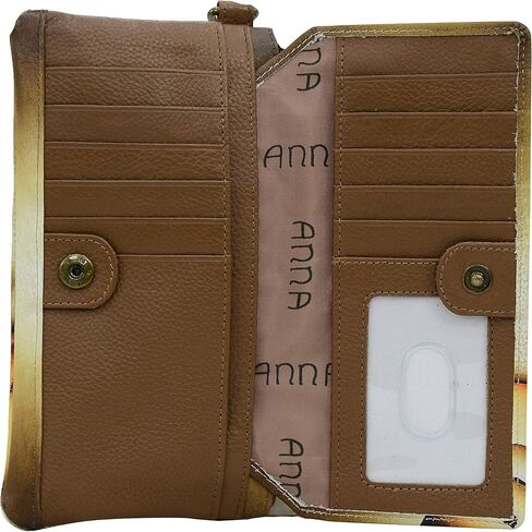 Anna by Anuschka Women's Hand-Painted Genuine Leather Flap Organizer Wallet - Puppy Love in Saudi Arabia