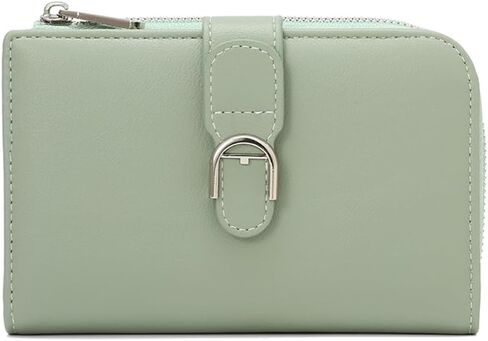 Sunwel Fashion Zipper-Around Vegan Leather Small Wallet for Women with RFID Blocking Credit Card Slots & Coin Purse (GREEN) in Saudi Arabia