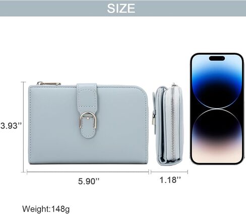 Sunwel Fashion Zipper-Around Vegan Leather Small Wallet for Women with RFID Blocking Credit Card Slots & Coin Purse (GREEN) in Saudi Arabia