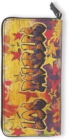 Zipper Wallet For Women Genuine Leather Slim Womens Wallets Large Capacity With Unique Street Culture Graffiti Printing (Ca-Graff) in Saudi Arabia