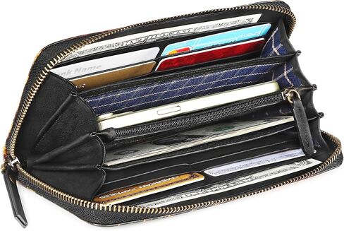 Zipper Wallet For Women Genuine Leather Slim Womens Wallets Large Capacity With Unique Street Culture Graffiti Printing (Ca-Graff) in Saudi Arabia
