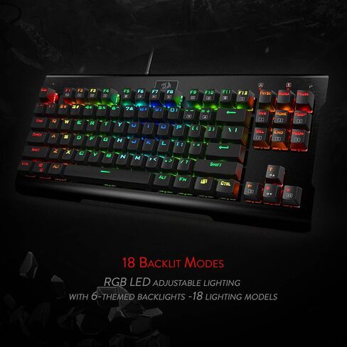 لوحة مفاتيح الألعاب الميكانيكية Redragon K561 VISNU، مقاومة للظلال 87 مفتاحًا، إضاءة خلفية RGB، لوحة مفاتيح سلكية مدمجة مع مفاتيح زرقاء كليكي لأجهزة الكمبيوتر المحمول، ويندوز، ألعاب الكمبيوتر in Saudi Arabia