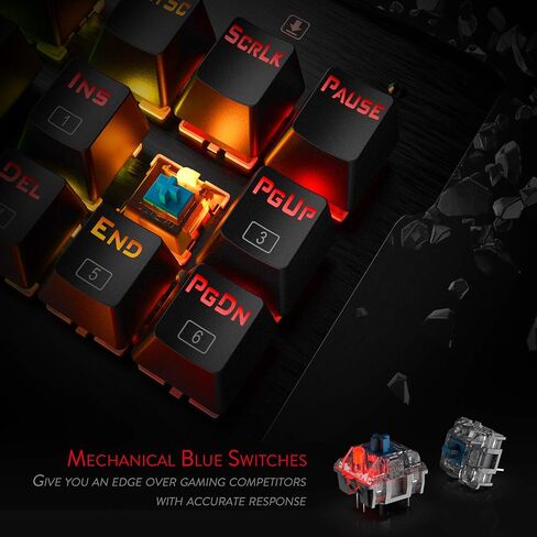 لوحة مفاتيح الألعاب الميكانيكية Redragon K561 VISNU، مقاومة للظلال 87 مفتاحًا، إضاءة خلفية RGB، لوحة مفاتيح سلكية مدمجة مع مفاتيح زرقاء كليكي لأجهزة الكمبيوتر المحمول، ويندوز، ألعاب الكمبيوتر in Saudi Arabia