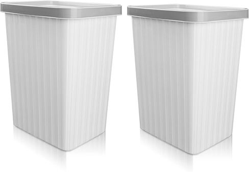 2 Gallon Slim Trash Can with Pressing Ring, Plastic Wastebasket Garbage Container Bin for Bathroom, Kitchen, Bedroom, Office,2 Pack(Black+White) in Kuwait