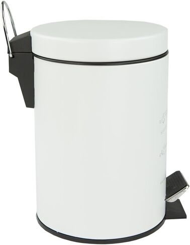 Home Basics 3 Liter Step Waste Bin (2 Pack), White | Parisian Design Small Trash Can | Kitchen Waste Can | with Removable Interior Bucket | for Bedroom, Bathroom, and Office in Saudi Arabia