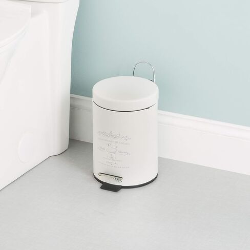 Home Basics 3 Liter Step Waste Bin (2 Pack), White | Parisian Design Small Trash Can | Kitchen Waste Can | with Removable Interior Bucket | for Bedroom, Bathroom, and Office in Saudi Arabia