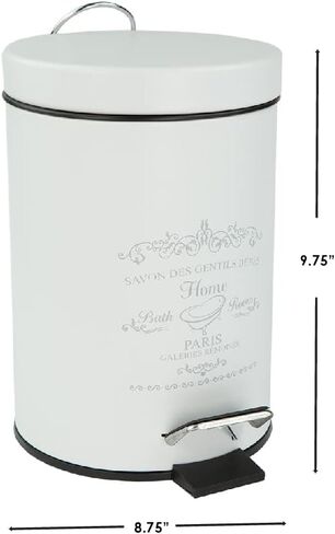Home Basics 3 Liter Step Waste Bin (2 Pack), White | Parisian Design Small Trash Can | Kitchen Waste Can | with Removable Interior Bucket | for Bedroom, Bathroom, and Office in Saudi Arabia