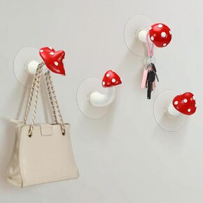 Chunful 4 Set Mushroom Wall Hook Unique Cute Bohemian Mushroom Wall Decor Funky Adhesive Hanging Hooks Furniture Room Decor for Coat, Towel Bag, Kitchen, Bathroom, Bedroom in Saudi Arabia