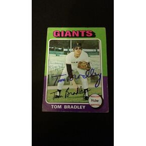 Tom Bradley Giants 1975 Topps #179 Sox Authentic Signed Autograph FB15 - Autographed Baseball Cards in Kuwait