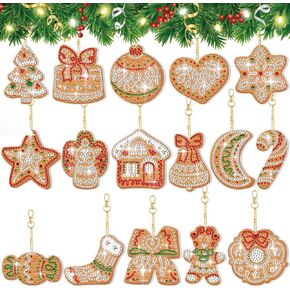 24 Pcs Double Sided Christmas Ball Diamond Painting Tree Ornaments Hanging DIY Diamond Ball Keychain Merry Christmas Red Green Tags 5d Hanging Decor for Xmas Home Office Porch Yard in Kuwait