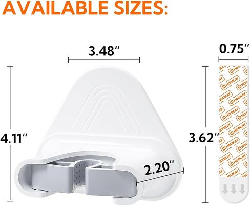 hookay 10lbs Broom and Mop Grippers, Damage-Free Hanging Wall Mount Broom Holder, No Tools Removable Hanging Organizer for home organization, Holds up to 10 lb, 2 Hangers and 6 Adhesive Strips in Saudi Arabia